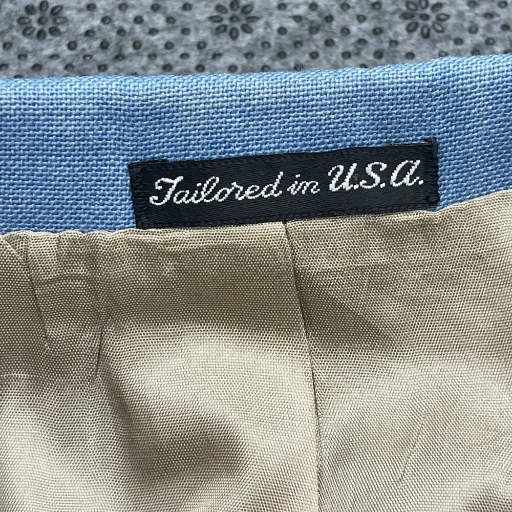 Vintage USA Made Arnold Palmer Sky Blue Hopsack‎ Blazers Gold Buttons Mens 36S